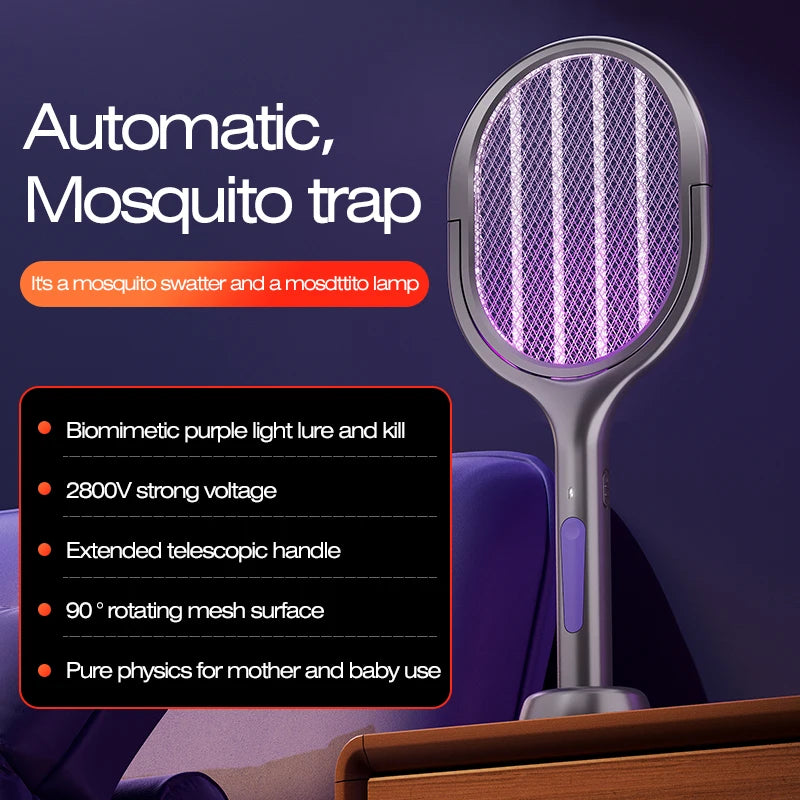 Racchetta Elettrica Antizanzare 6 in 1 – Lampada UV + Manico Estensibile