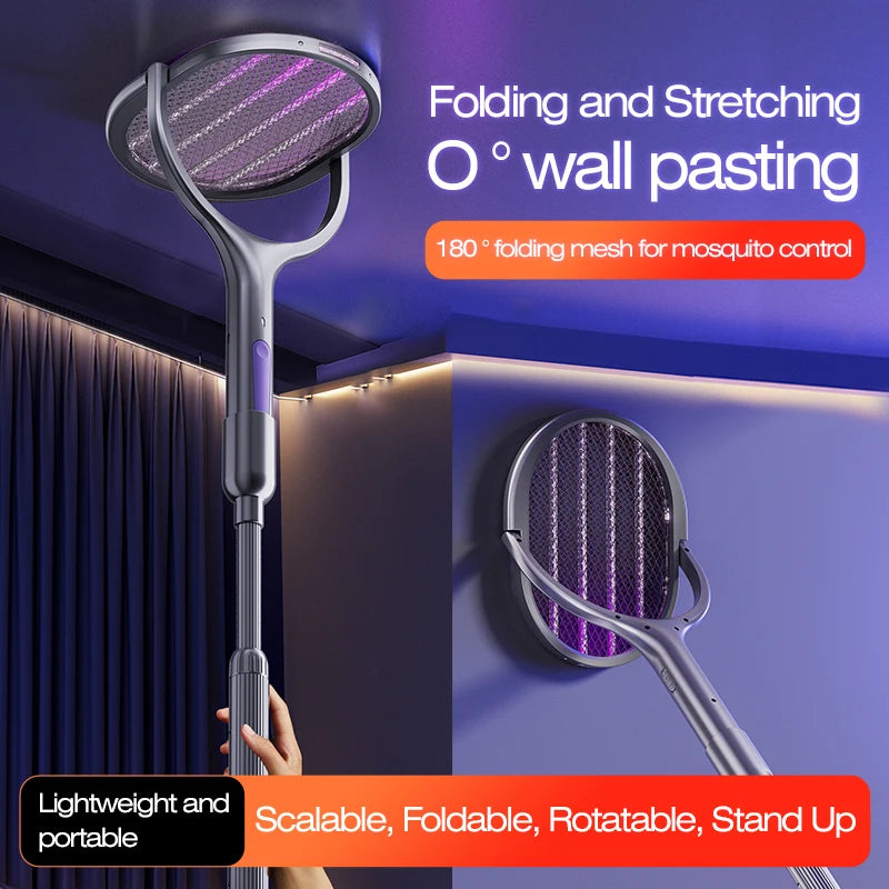 Racchetta Elettrica Antizanzare 6 in 1 – Lampada UV + Manico Estensibile