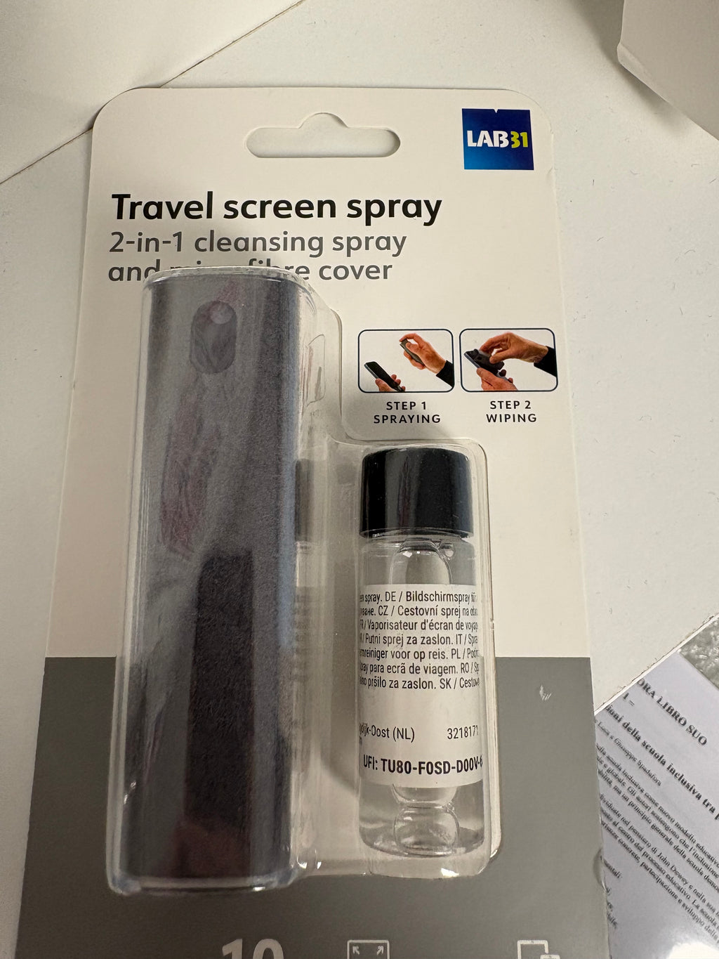 Spray Detergente 2-in-1 per Schermi – Travel Screen Spray
